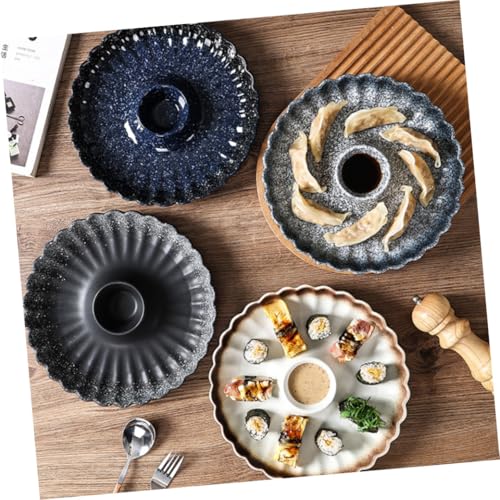 Plato de cerámica para sushi y snacks azul miniatura 6