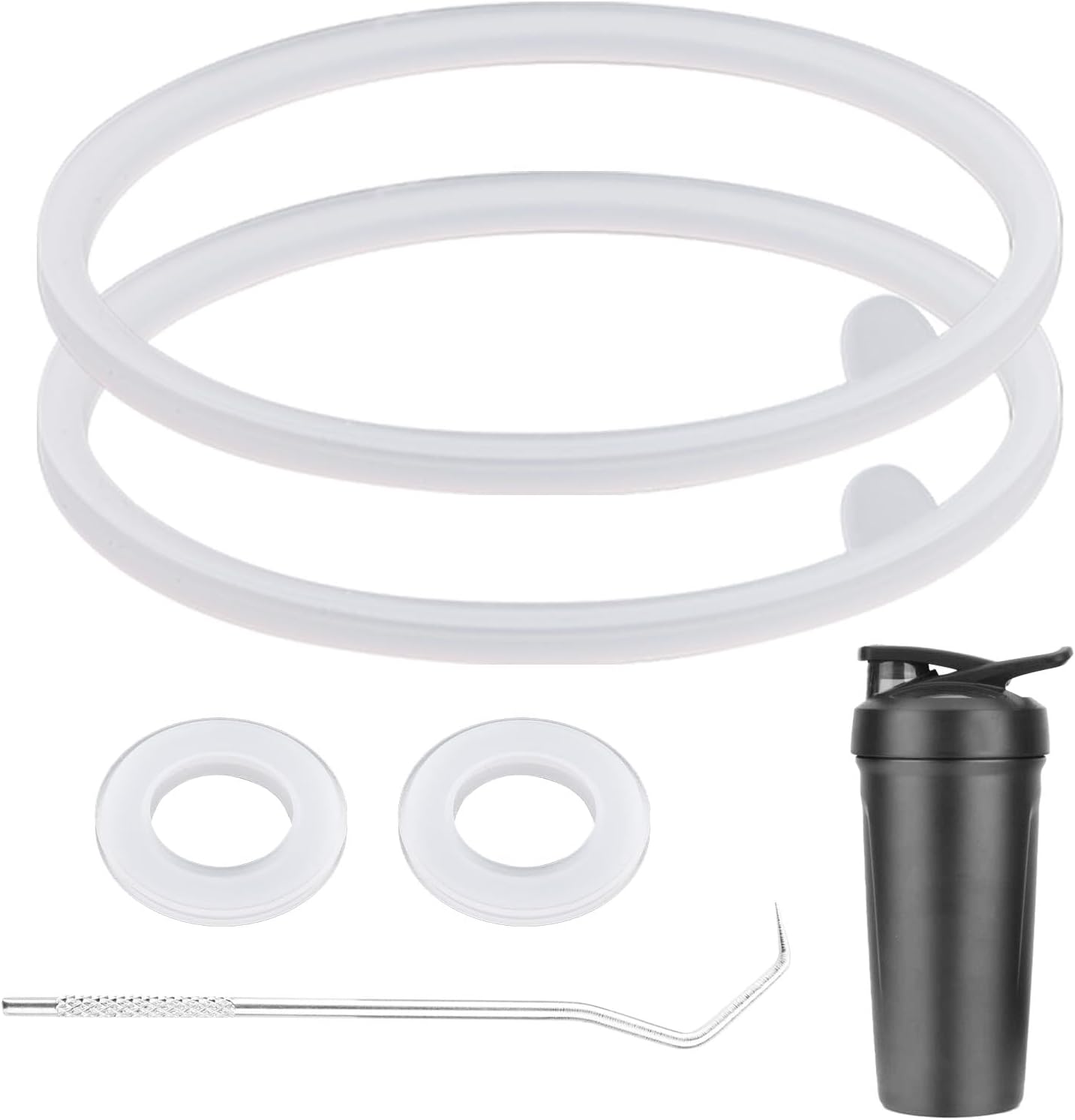 Juego de 4 piezas de junta de tapa de repuesto para botella de licuadora, Strada Flip Shaker Cup Water Bottle Parts Accesorios con gancho, anillo de