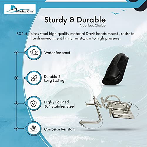 Marine City 316 Stainless Steel Sturdy Durable Kit Package Quick Release Snap Davits Set With Black Handle Pad For Inflatable Boats Hardware Accessories (1 Pair) #TOP2
