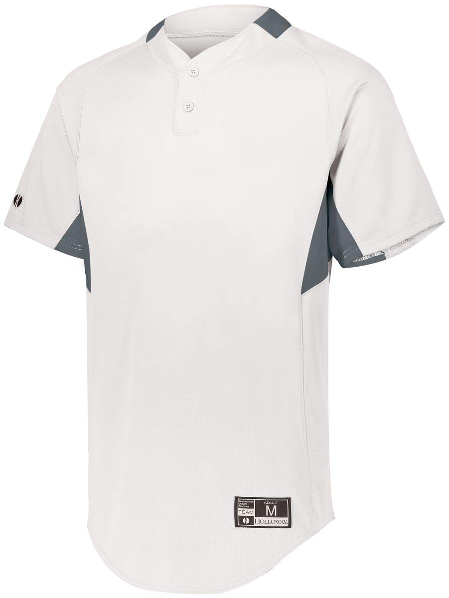 Holloway Youth Game7 Two-Button Baseball Jersey Xl White/Graphite