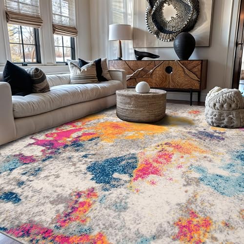 Best Color Area Rug for Gray Couch: Top Stylish Picks for Any Room 5 Rugshop Sky Collection Modern Abstract Area Rug 5' x 7' Multi