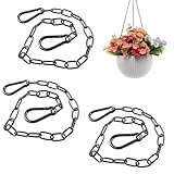 Metallkette Edelstahlkette 3 Stück Mit Karabinerhaken, 60cm Länge × 3mm Stärke, 40 Kg Belastbarkeit, Rostfreie Gliederkette Für Zauntore, Gartentore, Haustierkäfige (Schwarz)