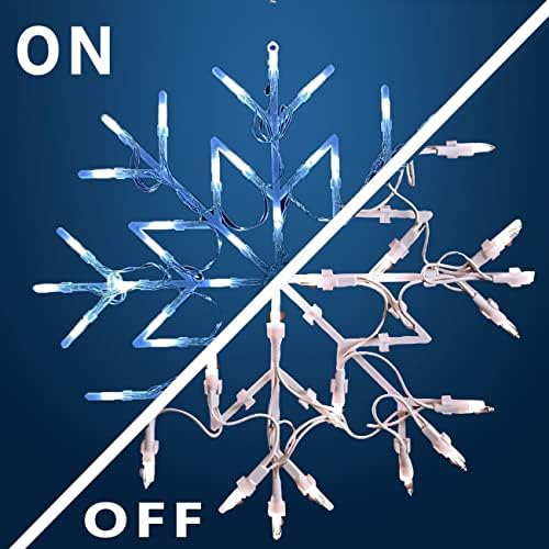 MND Dealings ® New Cool White Christmas 50 LED Snowflake Window Light  Festive 35cm Battery Operated Indoor Home Window Door Wall ,Steady or Flashing Modes New Year Light Up Party (Cool White)