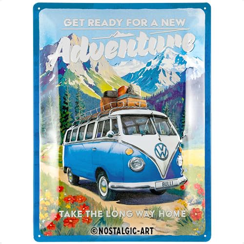 Nostalgic-Art Plaque rétro, 30 x 40 cm, VW Bulli – Ready for a new Adventure – Idée cadeau pour le bus Volkswagen, Official License Product (OLP), en...