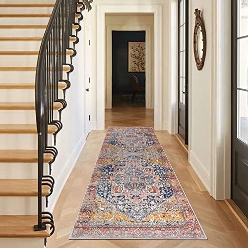 Famibay Vintage Hallway Runner Rug With Rubber Backing 2X6 Rug Runners For Hallways Non Slip Washable Runner Rug Low Pile Cotton Weave Traditional Floor Rug Runner For Kitchen Hallway Entryway thumb #7