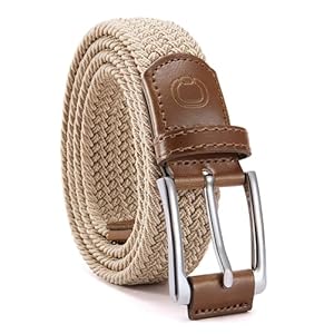CHAOREN Mens Stretch Belt – 1 3/8″ Elastic Braided Golf Belt for Men – Stretchy Web Fit Summer Casual Jeans
