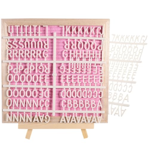 HONMEET Tablero de Letras de Fieltro con Marco de Madera Resistente Tablero de Mensajes para Bodas Fiestas y Decoración Infantil Rosa