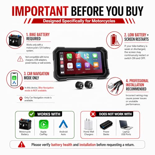 Image of Autofy Motoplay 5 Inch Waterproof Bike Navigation Screen with Wireless CarPlay & Android Auto Quick Detachable Design, Android Auto Wireless Adapter