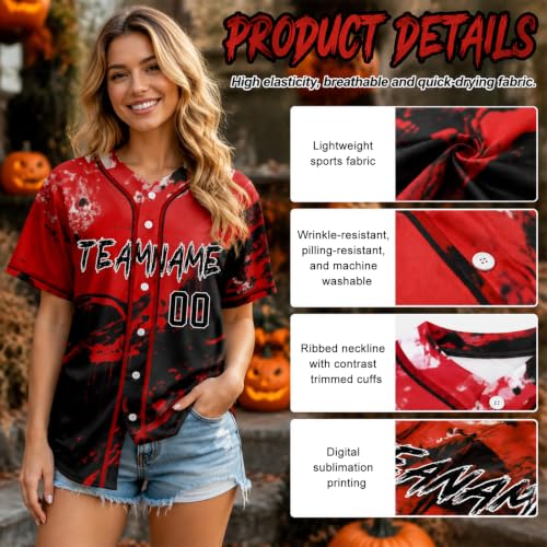 Custom Halloween Baseball Jersey Shirt, Zombie Baseball Player Jersey for Men Women Family Costumes miniatura 5