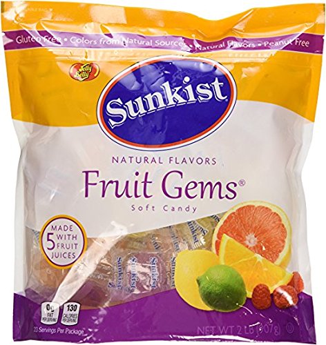 Sunkist ( 2 PACK ) Natural Flavors Fruit Gems Soft Candy Made With 5 Fruit Juices 2lb Each
