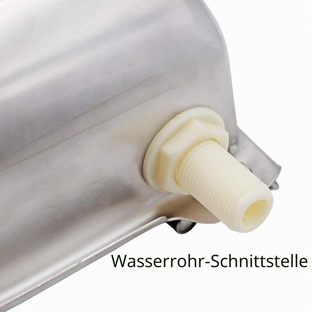 4L Edelstahl Rindertränke Automatische Kuhtränke Ziegentränke Große Kapazität Schaf Viehtränke mit einstellbarem Schwimmerventil und Abflussloch