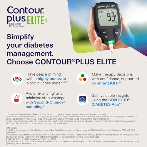Image of Contour Plus Elite Blood Glucose Monitoring System (Glucometer with Contour Plus Blood Glucose Test Strip 25S Free) | with Bluetooth