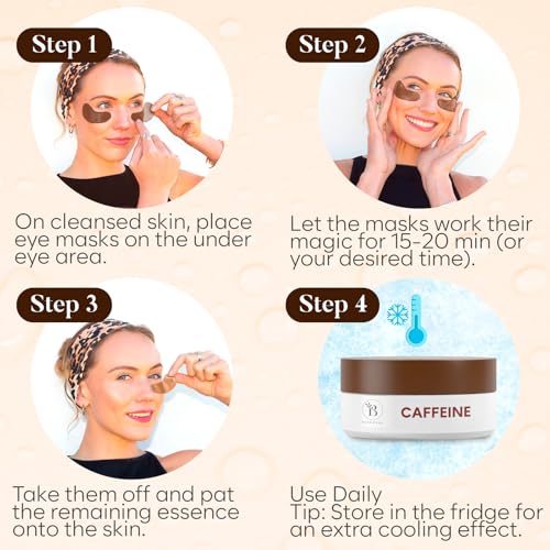 Koffein Augenpads Gegen Augenringe (30 Paare) – Eye Pads zur Hydratation, Under Eye Patches zur Augenringe Entfernen, Augenpads gegen Tränensäcke, Geschwollene Augen Tränensäcke