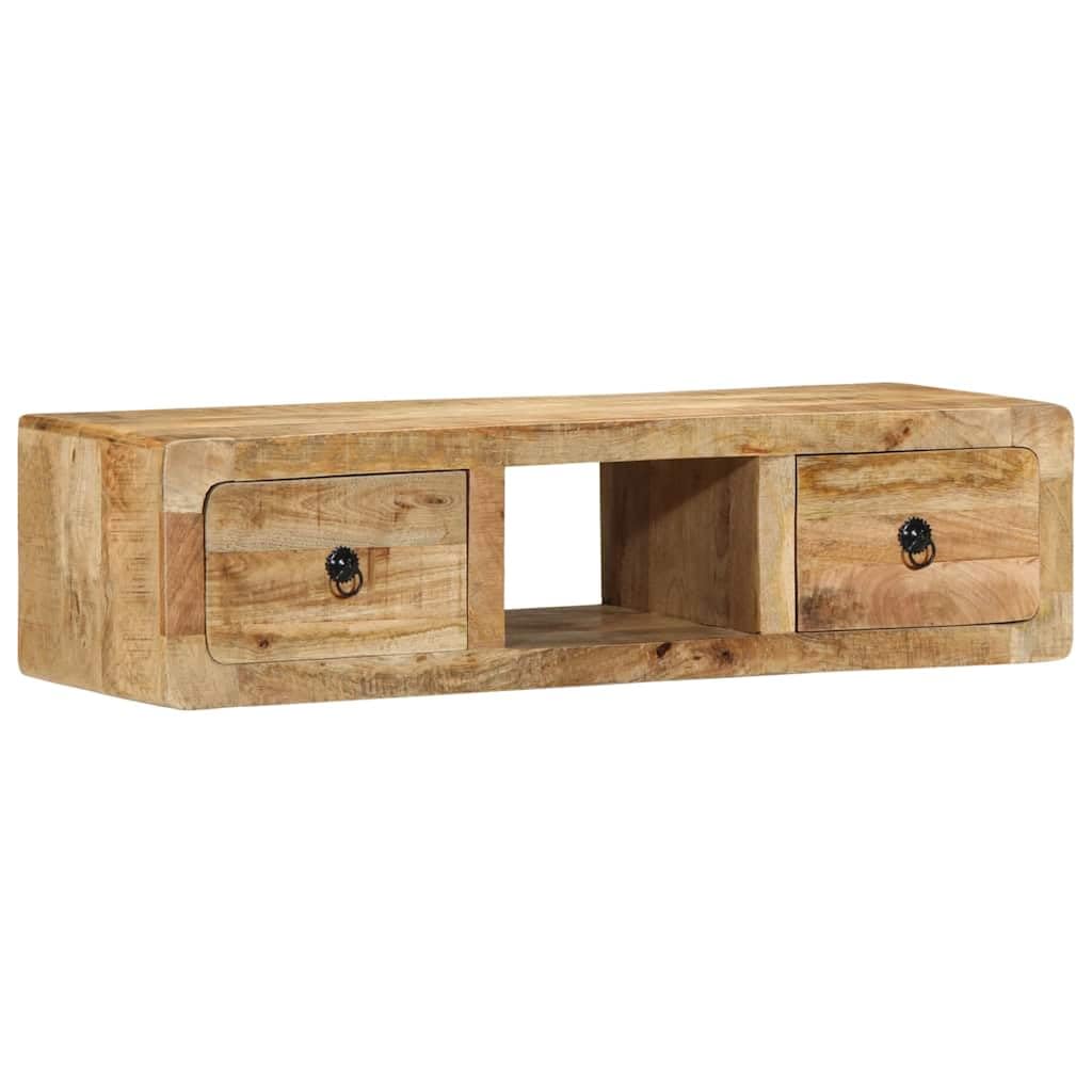TV-Wandschrank 100x32x25 cm Massives Mangoholz | Wandmontage, Stauraum für Medien, Robustes Tropenholz, Pflegeleicht
