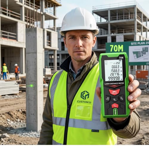Image of Kwetmo Laser Measuring device-70 Mtr Outdoor, Green-Beam Dual Laser Distance Meter-Digital Distance Measurement Laser Machine, IP54 Waterproof Large LCD Backlit, Pythagorean Mode 70Mtr