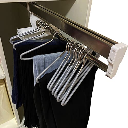 Barre de penderie en acier inoxydable durable avec rail télescopique amorti
