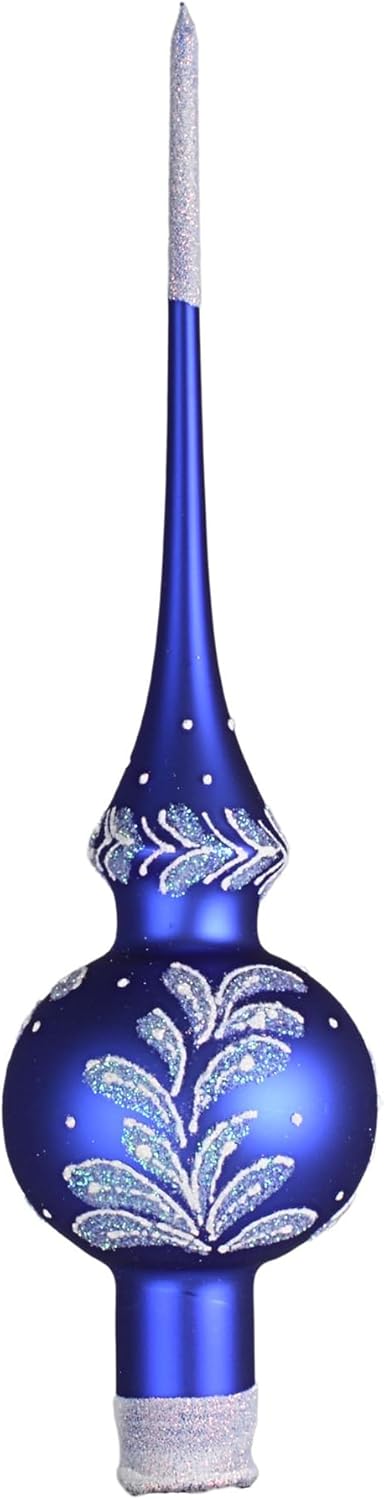 Christmas Night Glass Christmas Tree Topper Blue