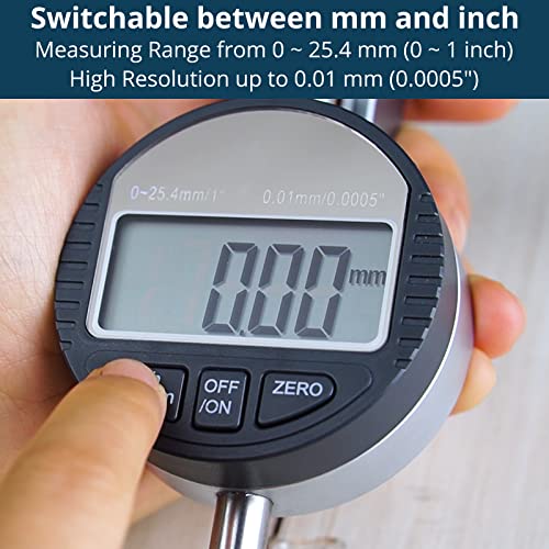 Allmeter Digital Table Saw Gauge With 0~1 Inch Dial Indicator And 3.2 Inch Long Anodized Aluminum Bar For Work Shop Machinery, Table Saws, And Bandsaws #TOP4