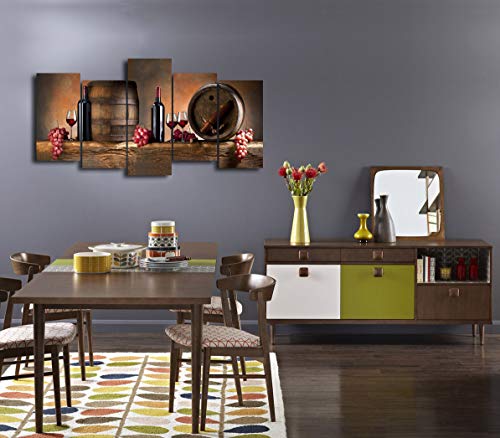 Cao Gen Decor Art-K60527 5 Panels Wall Art Fruit Grape Red Wine Glass Painting On Canvas Stretched And Framed Canvas Prints Ready To Hang For Dining Room Art Wall Decor Artwork #TOP3