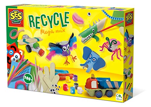 Creaciones recicladas con pegamento y pincel para desarrollar la motricidad fina infantil