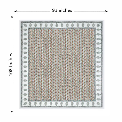 Image of ElanorHomes 240 TC Cotton Double King Size Bedsheet | Ultra-Soft & Skin-Safe | Breathable Summer Comfort | 93x108 inches with 2 Pillow Covers (Narangi Buta)