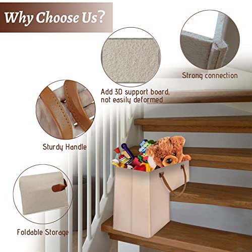 2 Pack Stair Basket With Handle, Foldable L-Shape Felt Storage Basket With 4 Pcs Supporting Insert For Carpeted Stairs, Large Staircase Organizer With Handle For Toys, Laundry, Household Items (Beige) #TOP2