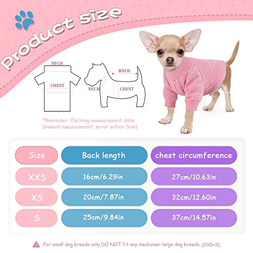 2 Pieces Chihuahua Dog Sweaters For Small Dogs Girls Boys Xxs~S Tiny Dog Clothes Winter Fleece Warm Puppy Sweater Yorkie Teacup Extra Small Dog Outfit Doggie Cat Clothing (X-Small) #TOP6