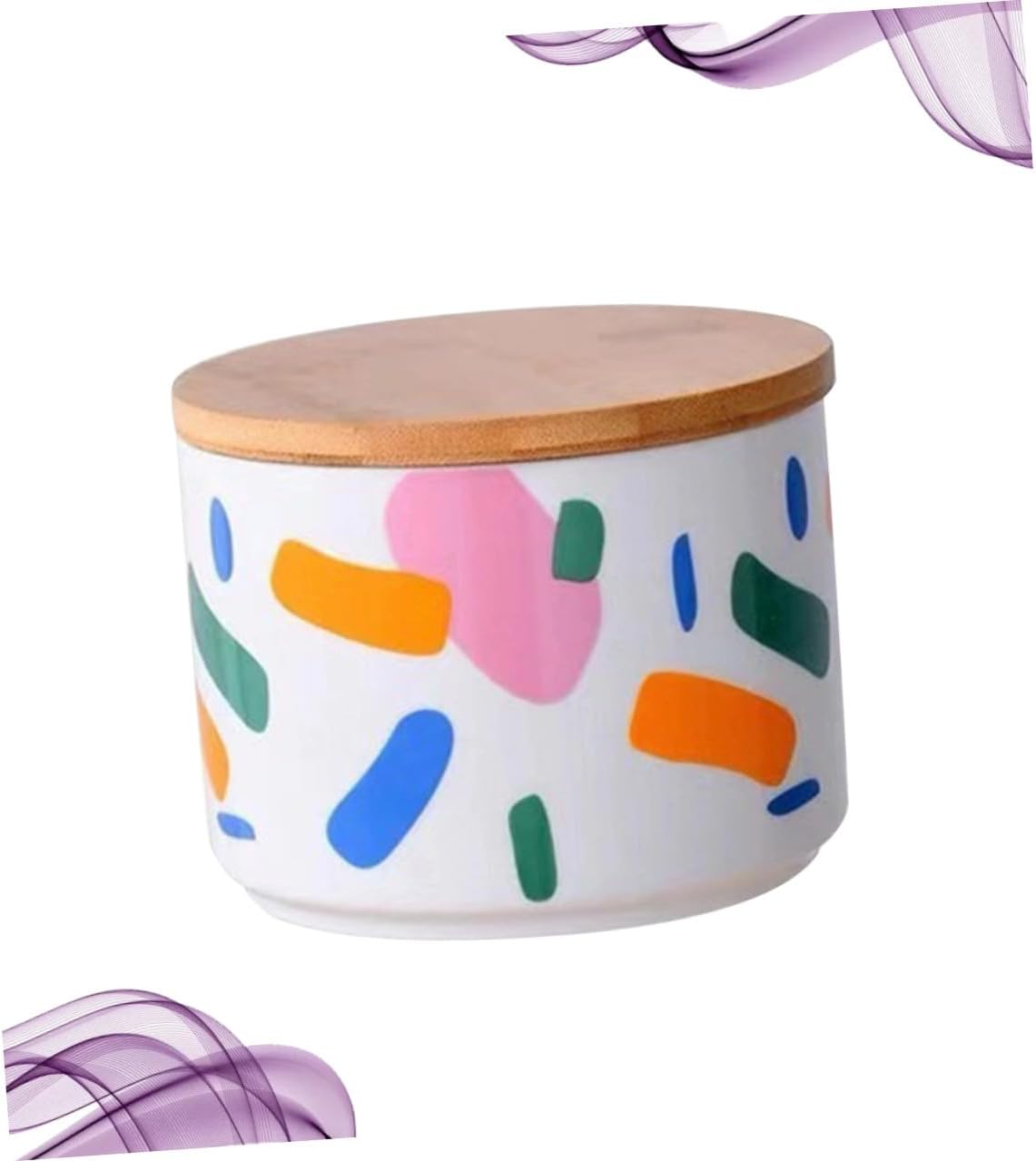 GALPADA Ceramic Tea Jar and Food Storage Container with Sealed Wooden Lid, 750ml Airtight Canister for Coffee Beans, Dried Fruit, and Loose Tea Storage in Kitchen