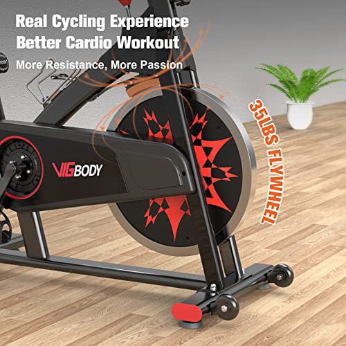 Vigbody Exercise Bike, Stationary Bikes For Home Gym, Indoor Cycling Bike Spin Bike With Tablet Holder And Lcd Monitor, Silent Belt Drive Workout Bike #TOP4