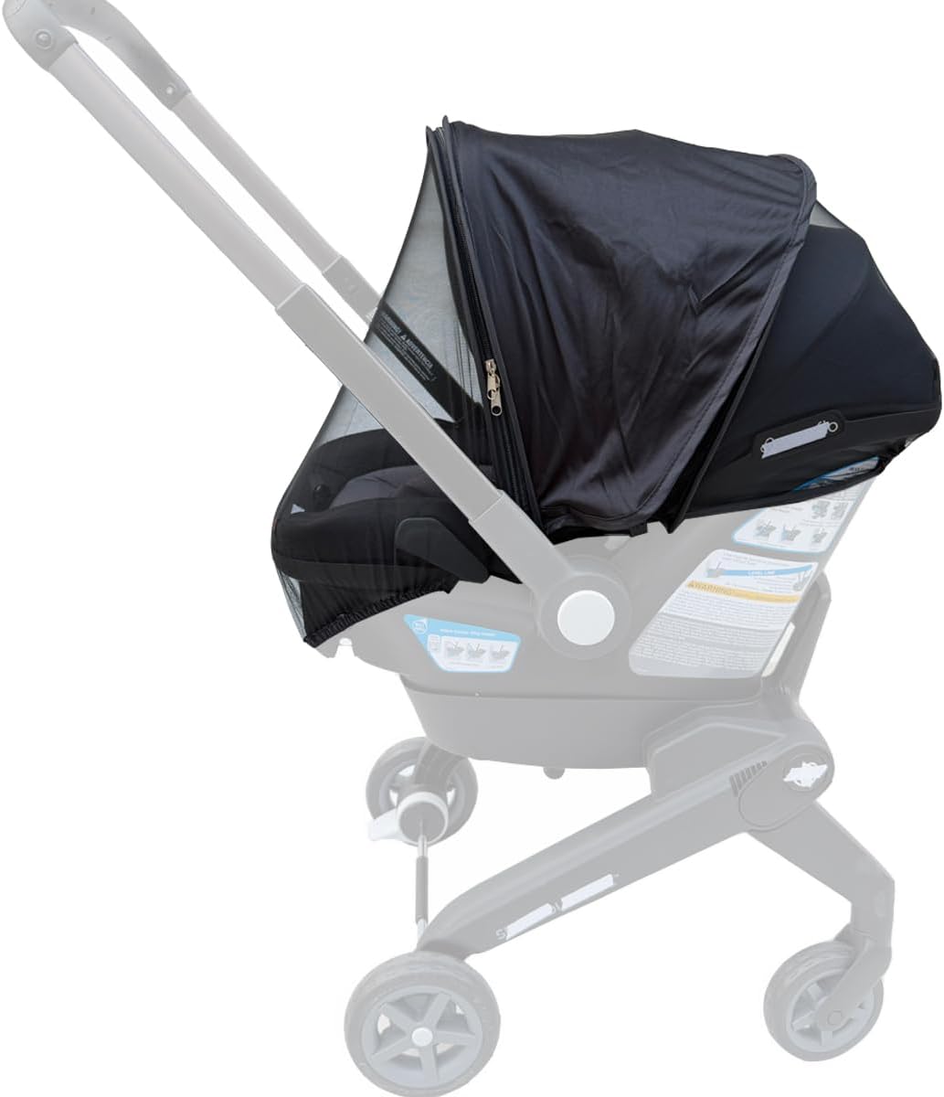 Stroller Mosquito Net with Adjustable Sunshade, Compatible with Evenflo Shyft DualRide, 2-in-1 Breathable Mesh Bug Cover & Sun Protection Canopy, Wind Protection, Anti-Collapse Arch