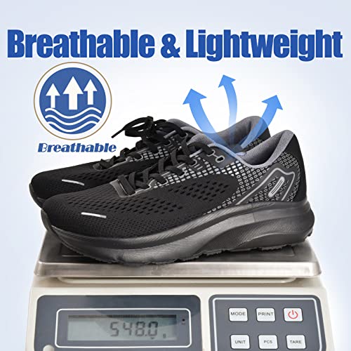 JACKSHIBO Wide Toe Box for Men Women Wide Sneakers Road Running Shoes Lightweight Breathable Neutral Cushioned Walking Shoes Athletic Tennis Wide Shoes Black