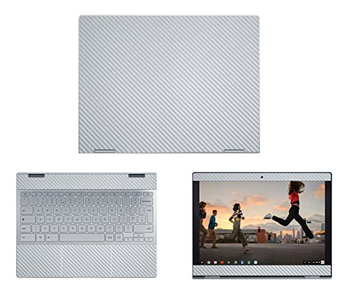 Decalrus - Protective Decal For Google Pixelbook (12.3" Screen) Laptop Silver Carbon Fiber Skin Skins Decal Wrap Cfgooglepixelbk12Silver #TOP12