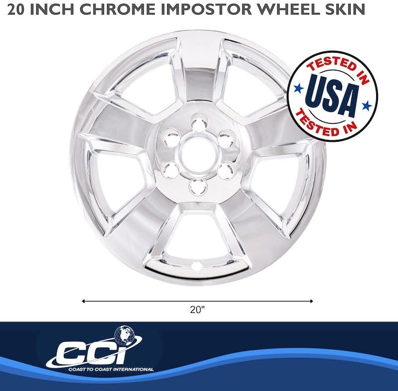 Coast to Coast 20" Black or Chrome Snap-On Wheel Skins - IMP490X/BLK (Fits Chevy Silverado 1500 [2014-2018], Chrome)