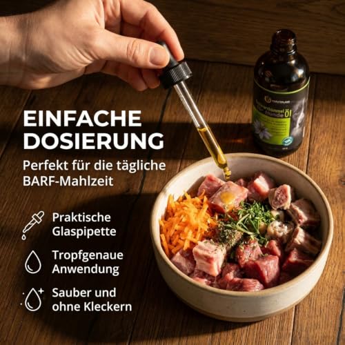 Kräuterland Schwarzkümmelöl für Hunde 100ml kaltgepresst, mit Pipette
