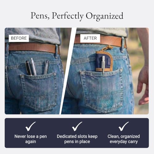 Image of LOCHBY Duo Pen Pouch | Slim and Elegant Pen Pouch, Durable Waxed Canvas, Lightly Padded for Fountain Pen and Mechanical Pencil, Compact Design Holds 2 Pens, for Everyday Carry