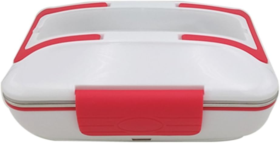 12V/110V/220V Portable Electric Heating Lunch Box Bento box with Cutlery Removable 3-Compartment Stainless Steel Container Food Warmer Multi-Colored (Red, 220V)