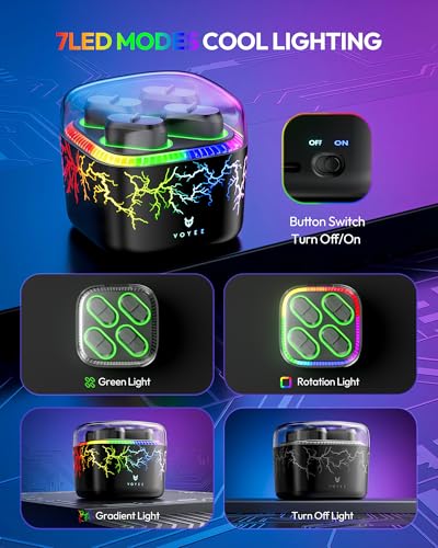 Image of VOYEE Xbox Controller Battery Pack with 7-Color LED Lights, 4x4070mWh Rechargeable Battery, 4-Slot Fast Charger for Xbox One /S /X /Elite /Series X|S, Over Current /Voltage /Short Circut-Black