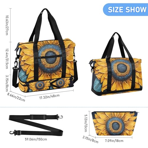 Travel Duffel Gym Sports Luggage Bag Expandable Large Capacity Sunflower 2 Sports Bag for Women and Men3