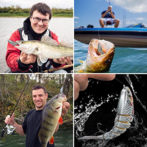  Fishing Lure Kit Topwater Bass Lures Fishing Lures Slow Sinking Swimming Lures Multi Jointed Swimbait Lifelike Hard Bait Trout Perch Pack Of 4 #TOP4