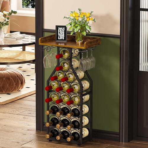 Soporte para botellas whiskey capacidad 19 botellas 6 copas miniatura 6
