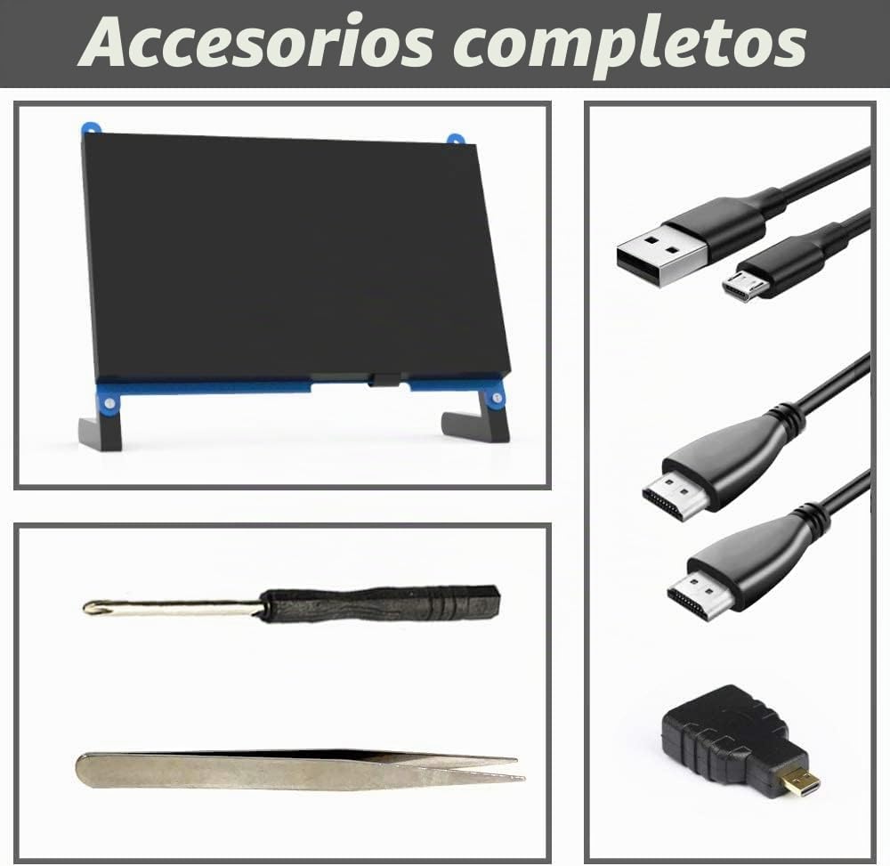 CUQI Monitor de Pantalla táctil portátil de 7 Pulgadas para Raspberry Pi 4, Pantalla táctil capacitiva IPS 1024x600 Game LCD Extender Segundo Monitor