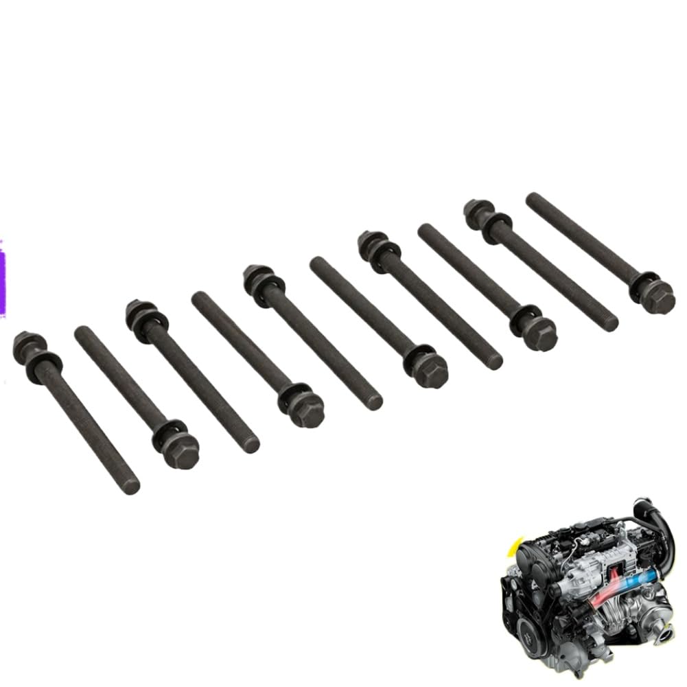 Cylinder Head Bolt Kit 10 Pcs 81044300 Compatible with 2.5L 2.8L L4 Engine for 07-24 Cherokee Holden