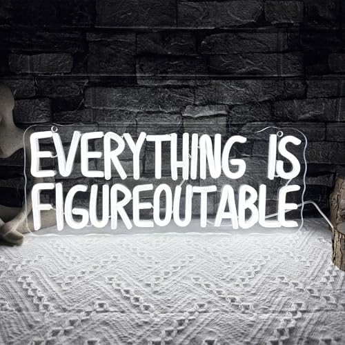 Image of Mutank Everything is Figureoutable Neon Sign, USB Powered Dimmable LED Motivational Neon Light, for Inspirational Office Decor Workspace School Room Desk Wall Decor, Gift For Entrepreneur(15.7*6.2 in)