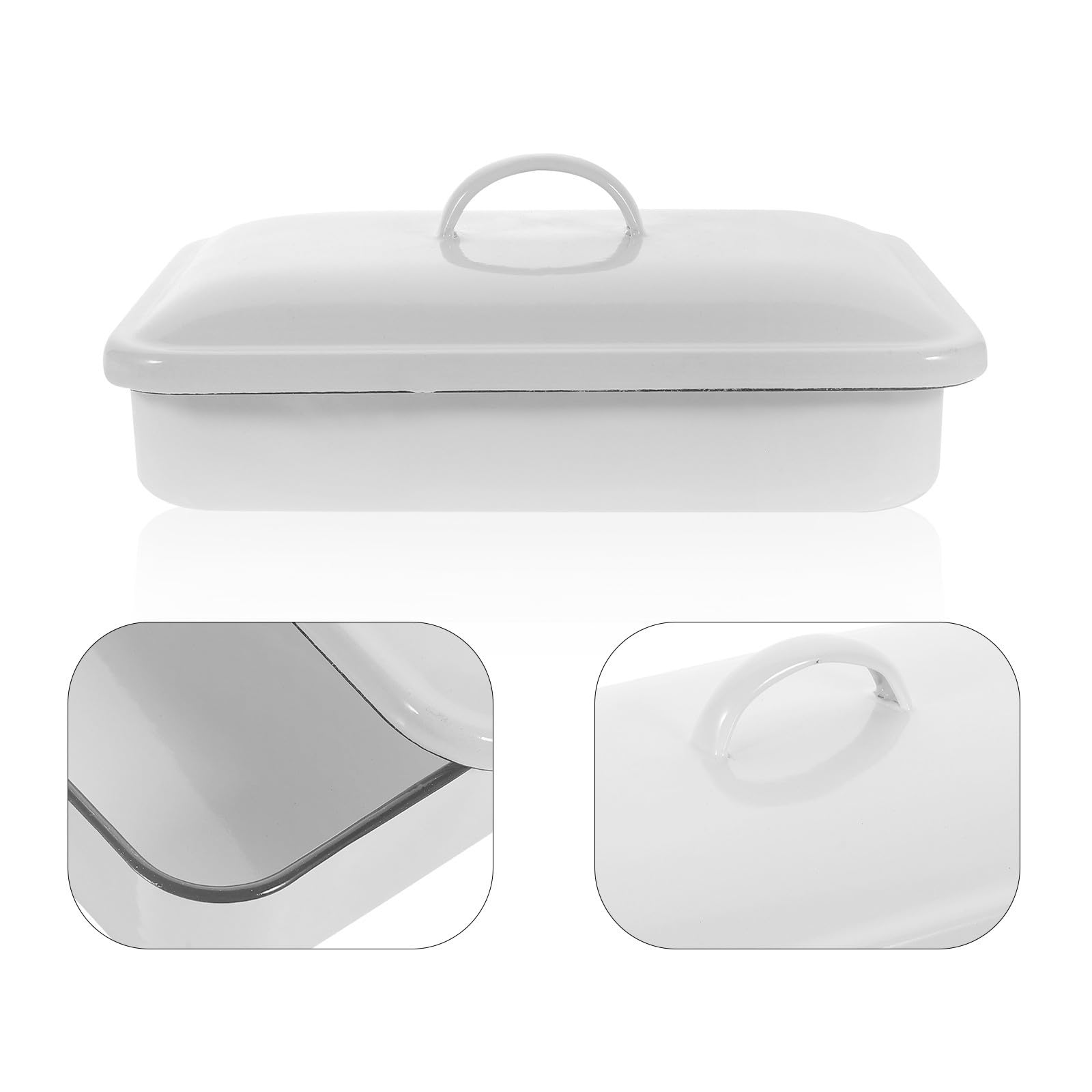 VILLCASE Bandeja para Hornear Esmaltada de Color Claro, Resistente al Calor, 4 Fulcros Base, Multiusos para Postres en Fiestas de Fin de Semana