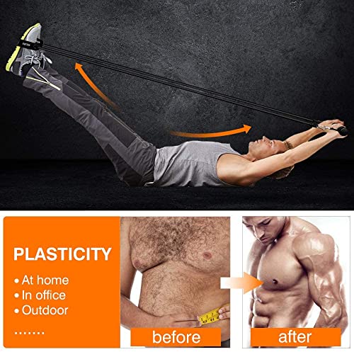 Maloow Pilates Exercise Bar Kit With Resistance Bands(40Lbs&60Lbs),Portable Pilates Equipment For Men And Women Fitness,Pilates Stick And Tubes With Foot Strap & Handles For Full Body Workout #TOP2
