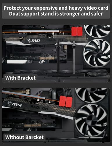 GBS2 GPU Supporto Bracket a Doppia Staffa - Fan Mounting, Supporto Scheda Grafica Altezza Regolabile, GPU Sag Bracket in Alluminio, Supporto per Scheda Video(128mm) - Scheda video - Immagine 2