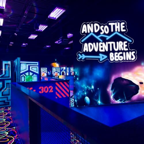 Image of and so the Adventure Begins Neon Signs for Wall Decor Neon Lights Led Signs Suitable for Bedroom Office Man Cave Bar Pub Christmas Party 5V Usb Power 10.8 * 16.1 Inch(White+Azure)