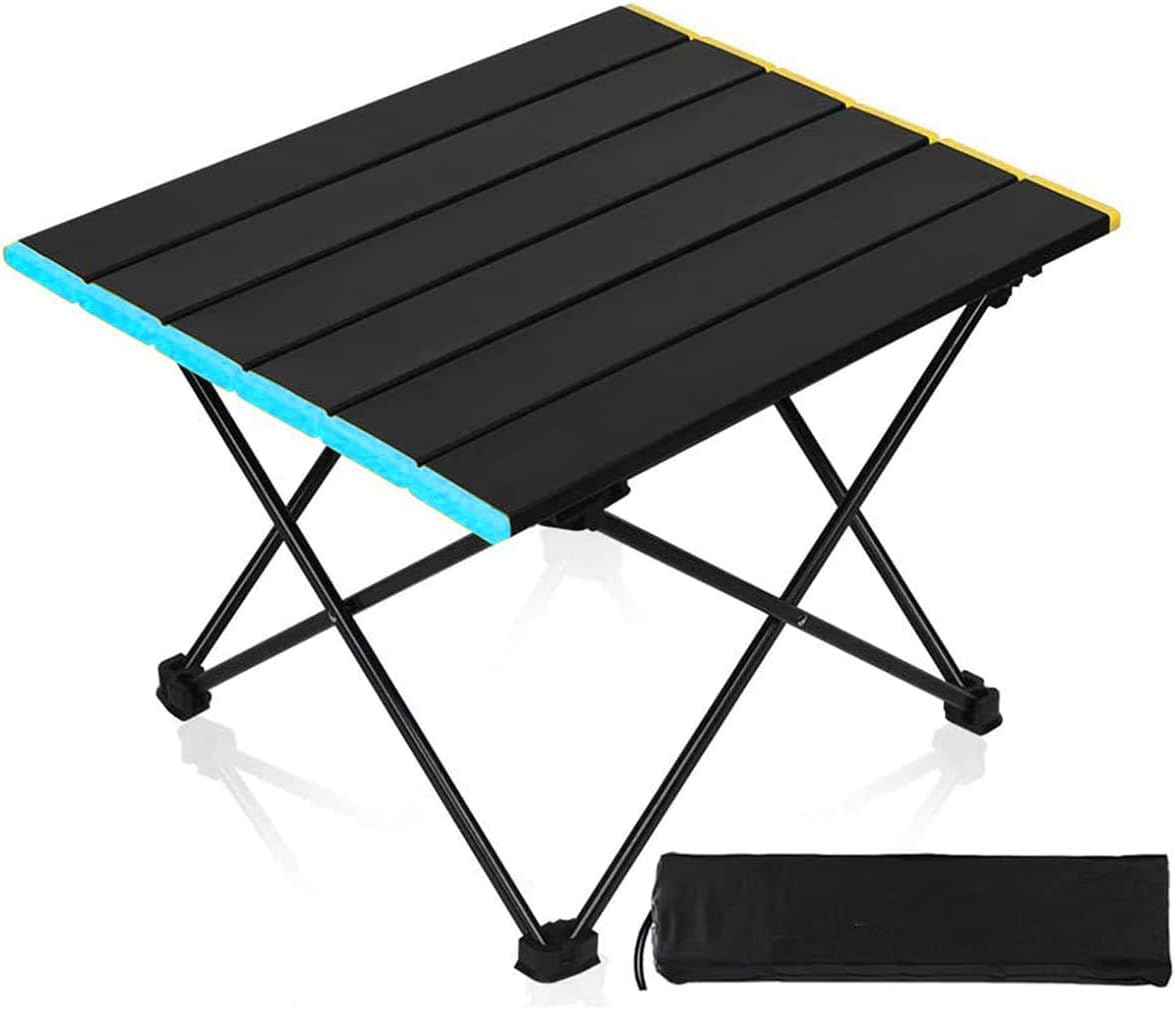 Smilee Portable Camping Table, Small Ultralight Folding Table with Aluminum Table Top and Carry Bag, Easy to Carry, Prefect for Outdoor, Picnic, BBQ, Cooking, Festival, Beach, Home Use (M)