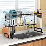 Dish Drying Rack Over Sink, Kitchen Hanging Drying Dish Supplies Storage Shelf Utensils Holder Stainless Steel Display-Counter-top Space Saver Stand