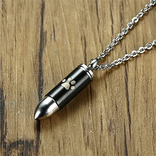 U-M 2Pcs Classic Dog Paw Bullet Cremation Memorial Pet Ash Urn Pendant Necklace Practical And Attractive #TOP1